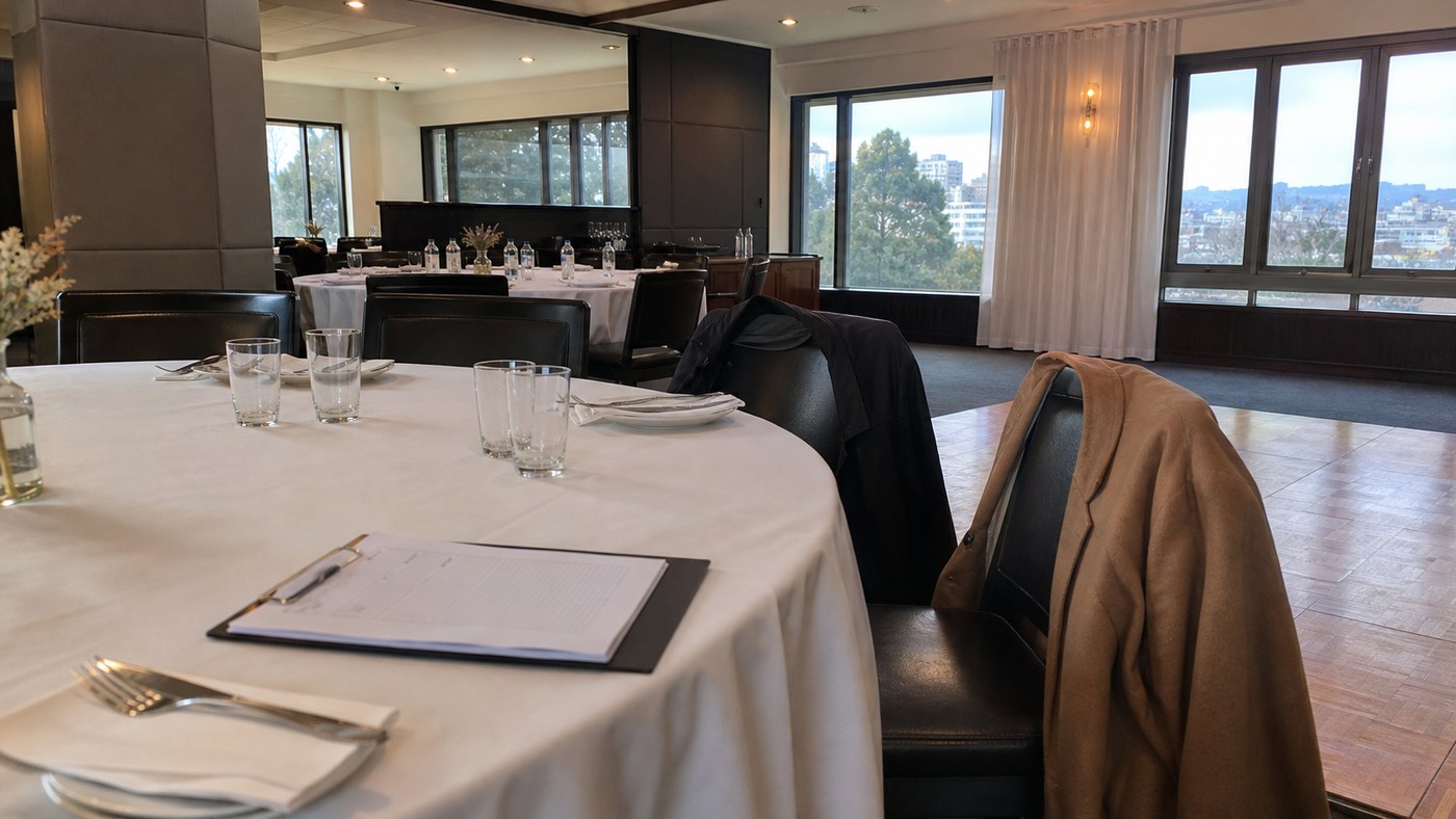 Sydney winter function room set before guests arrive